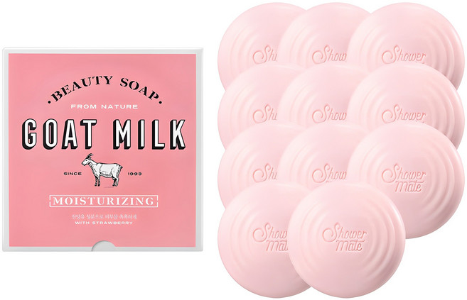 샤워메이트 뉴 산양유 목욕비누 딸기, 90g, 12개입