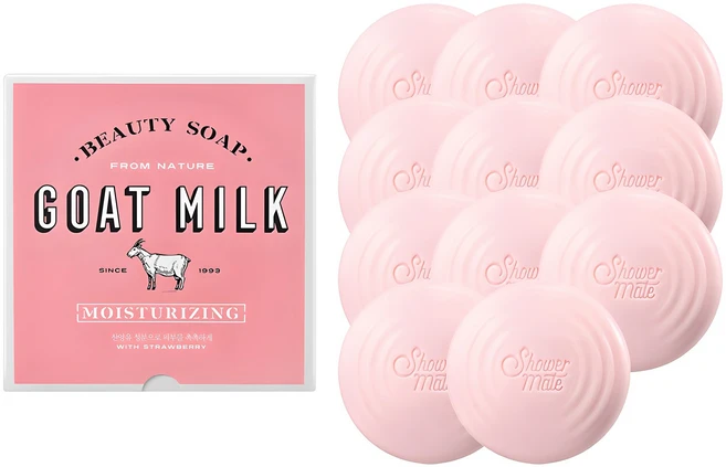 샤워메이트 뉴 산양유 목욕비누 딸기, 90g, 12개입 - 쿠팡