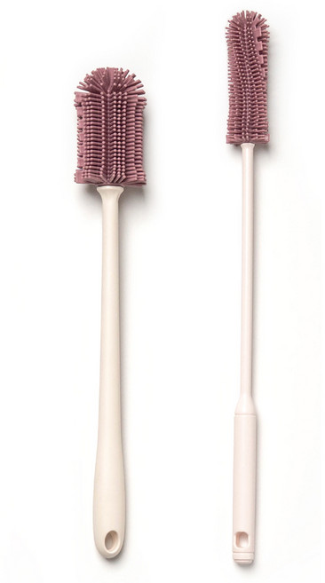 실리가든 국산 실리콘 병세척솔 2종, 핑크, 1세트