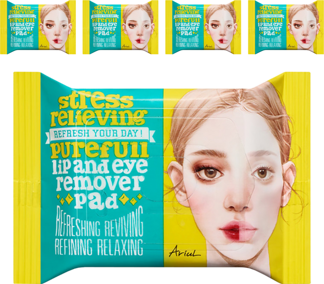 AriuL 艾藜兒 台灣公司貨 淨膚雙面眼唇卸妝棉, 55g, 5包, 30片