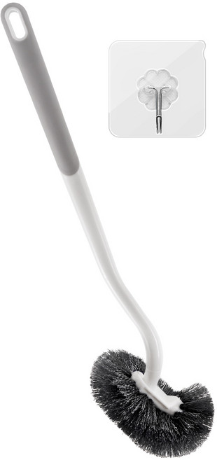 코멧 심플한 변기청소솔 + 후크홀더 세트, 그레이, 1세트