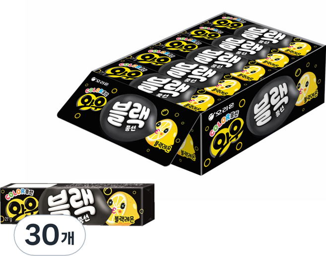 오리온 와우 블랙 레몬 풍선껌, 21g, 30개