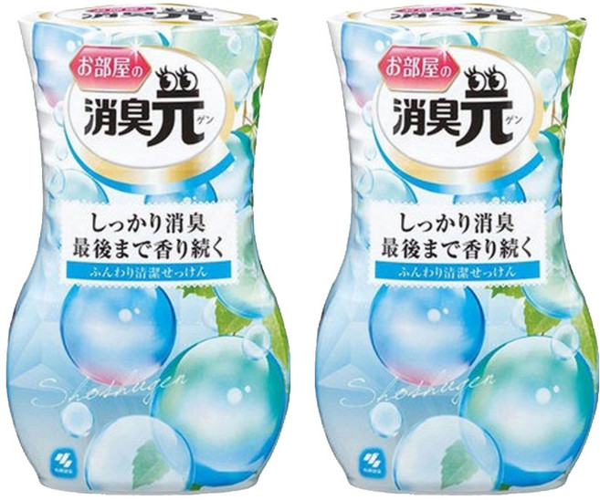 KOBAYASHI 小林製藥 消臭元 室內空氣芳香劑 藍色泡泡皂香 400ml, 2瓶