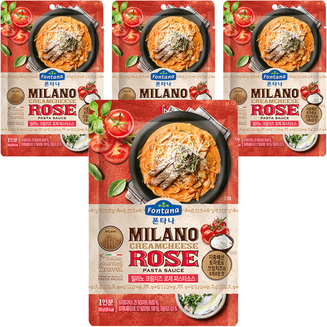 폰타나 밀라노 크림치즈 로제 파스타 소스, 150g, 4개