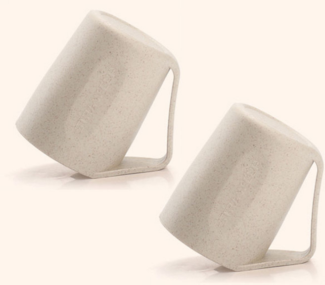 더자카 파스텔 사선 양치컵, 아이보리, 2개