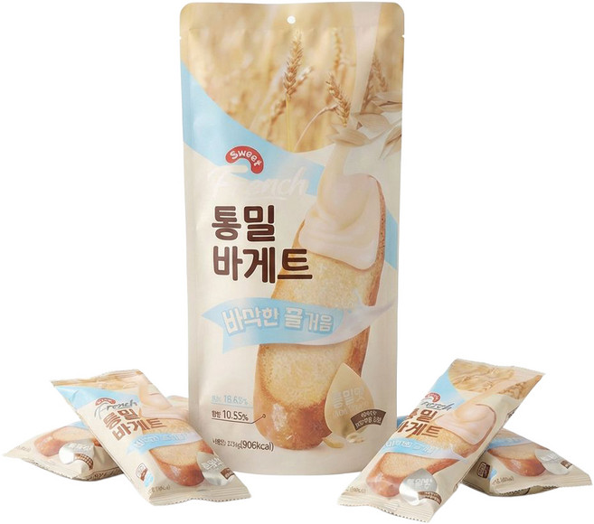 튀기지 않고 바삭하게 구운 달콤한 프렌치 통밀바게트 통밀맛 10P, 200g, 1개