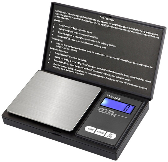 EDISH 翻蓋式超精準微量電子秤 一鍵轉換單位 輕巧便攜設計, MS-200, 1台