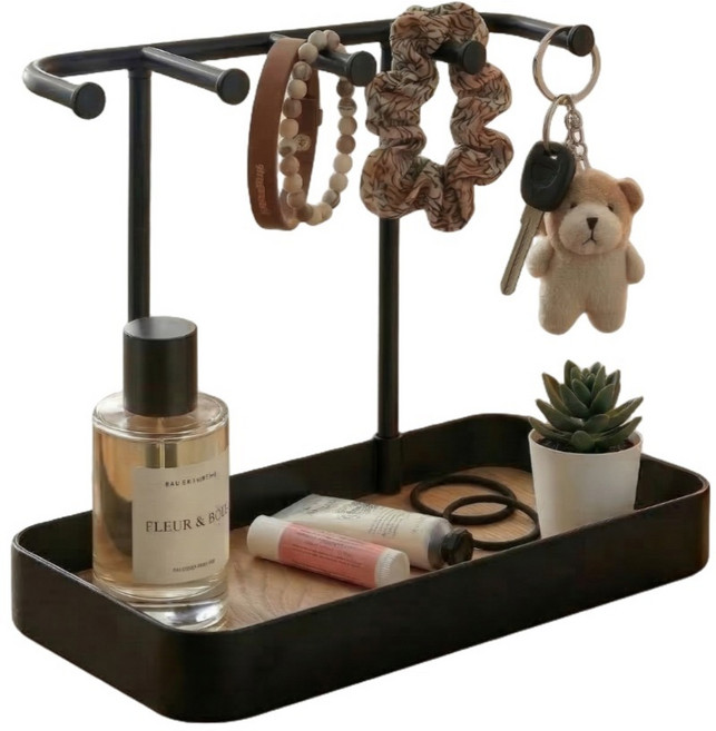 쿠캐치 악세사리 쥬얼리 보관 스탠드 진열대 거치대 트레이, 1개, 블랙