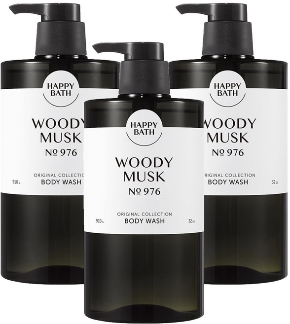 해피바스 오리지널 컬렉션 바디워시 우디 머스크향, 910g, 3개