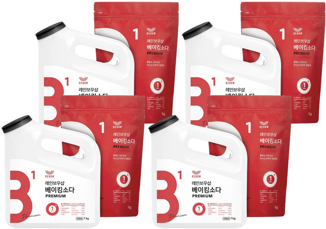 레인보우샵 왕톡톡이 베이킹소다 리필세트, 1kg, 4세트