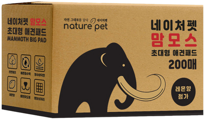 네이처펫 맘모스 초대형 애견패드 레몬향, 200개입, 1개