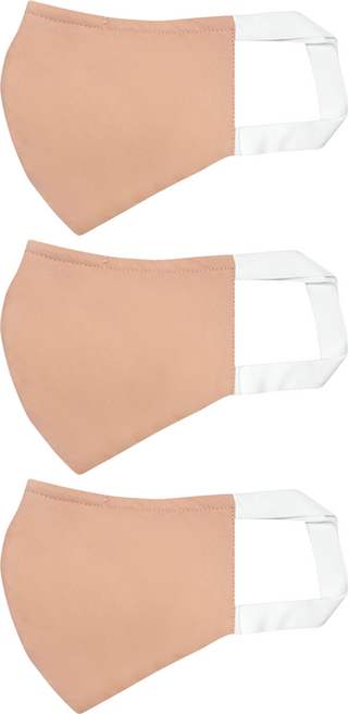 Osun 3D立體3層防水運動透氣布口罩 成人用 台灣製 CE322, 淺豆沙, 1入, 3片