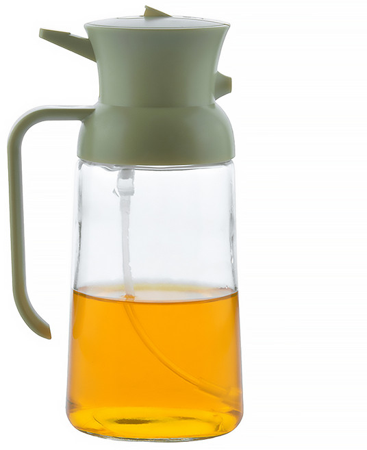 SUNORO 家用按壓噴倒兩用油壺/玻璃噴油瓶/空氣炸鍋調味瓶/油醋瓶 綠色, 550ml, 1個