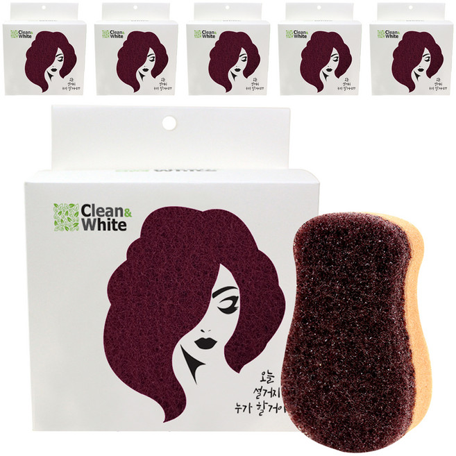 클린앤화이트 구리나노 초콜릿 땅콩 수세미, 5개입, 6개