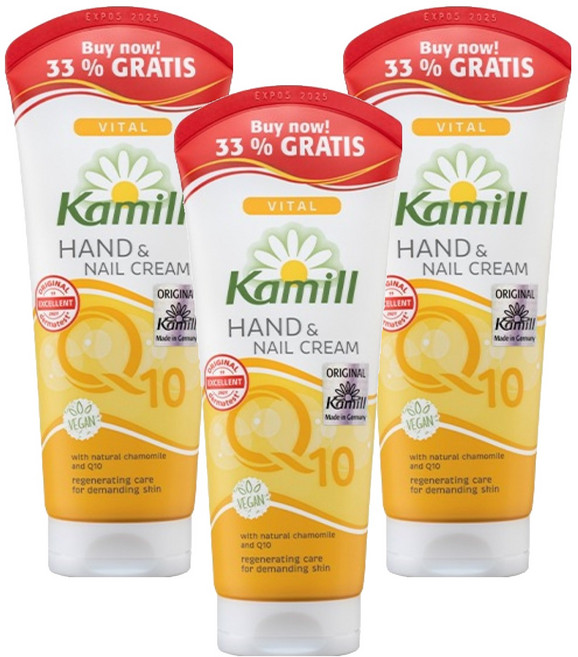 카밀 핸드 & 네일 크림 바이탈 큐텐 보너스팩, 100ml, 3개