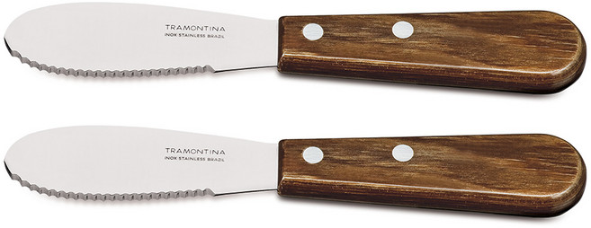 트라몬티나 폴리우드 점보 버터나이프, 2개, 다크브라운