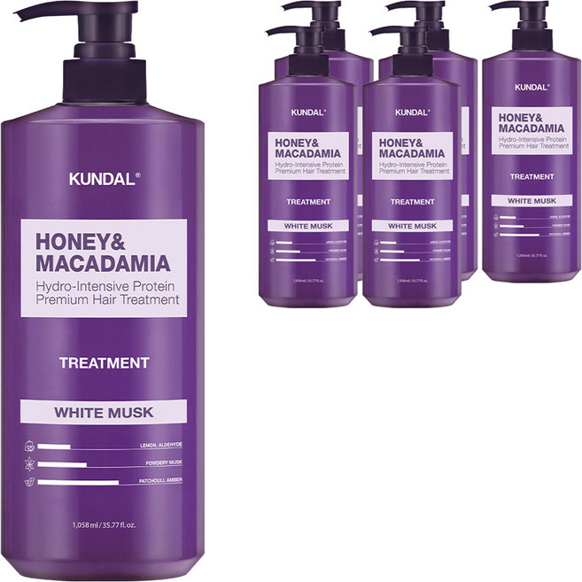 쿤달 허니 앤드 마카다미아 헤어 트리트먼트 화이트머스크향, 1.058L, 6개
