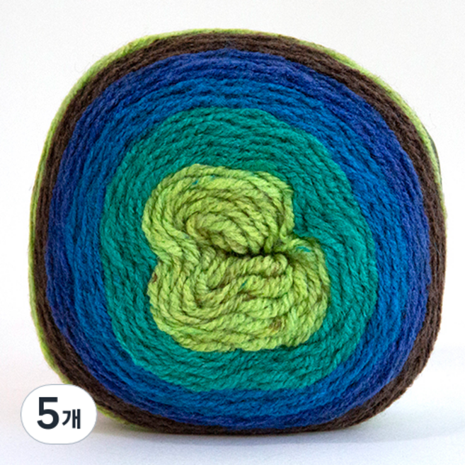UFO 케이크볼 뜨개실, 그린브라운나염(10), 5개