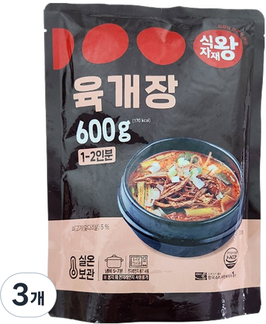 Sikjajaewang 辣牛肉湯, 3個, 600g