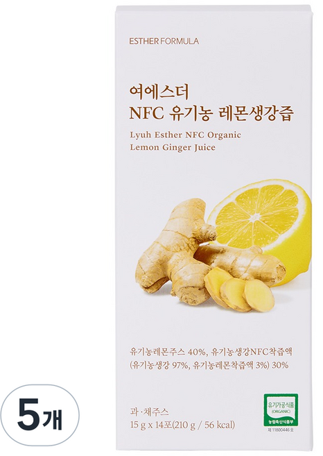 에스더포뮬러 여에스더 NFC 유기농 레몬생강즙 14p, 5개, 210g