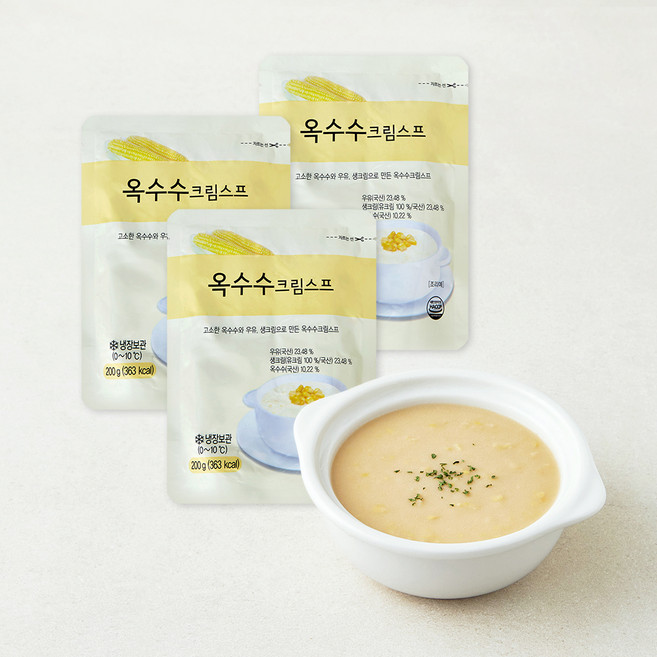 사랑과정성 옥수수크림스프 (냉장), 200g, 3개