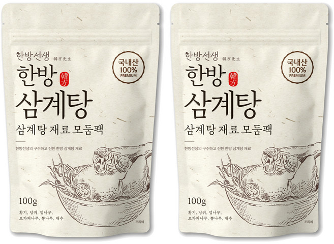 한방선생 삼계탕 재료, 100g, 2개