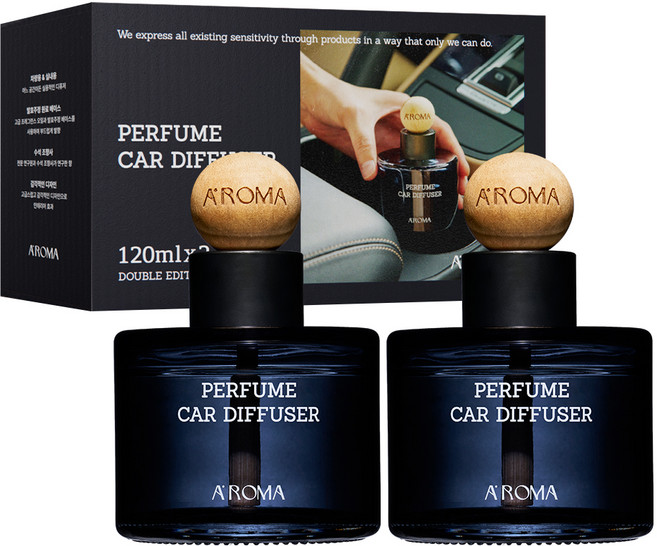 에이로마 퍼퓸 차량용 디퓨저 120ml, 페어앤프리지아, 2개