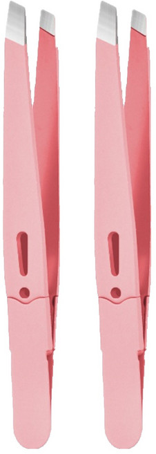 엘로브 파스텔 눈썹 트위저 미용 핀셋 족집게, 2개, 핑크