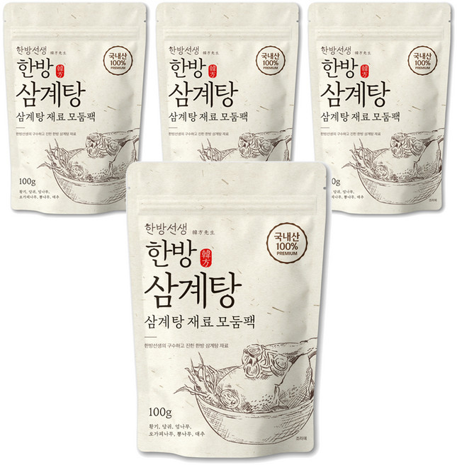 한방선생 삼계탕 재료, 100g, 4개