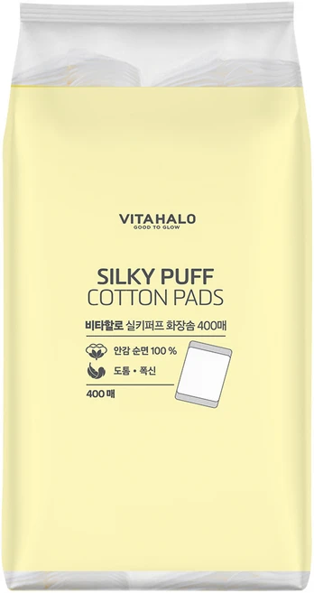 비타할로 실키 퍼프 화장솜, 400매입, 1개 - 쿠팡