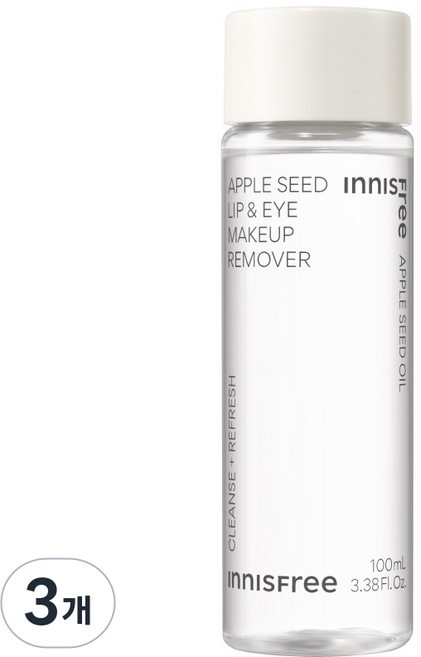 이니스프리 애플 씨드 립앤아이 메이크업 리무버, 100ml, 3개