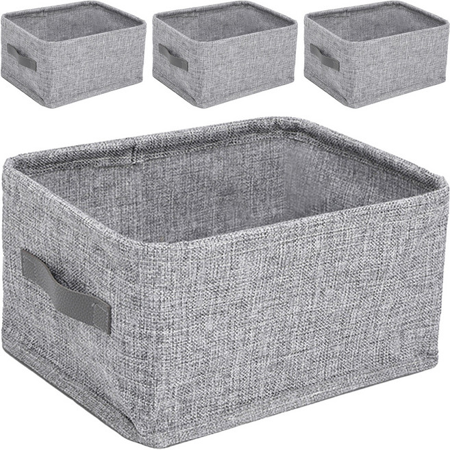하늬통상 접이식 패브릭 사각 바구니, 그레이, 4개