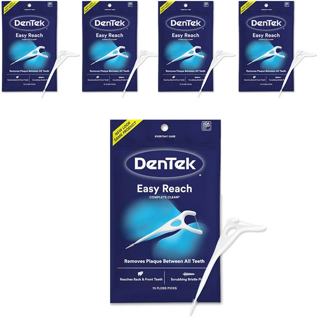 덴텍 컴플리트 클린 이지리치 어금니용 치간 치실, 75mm, 75개입, 5개 - 쿠팡