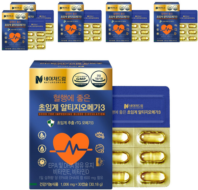 네이처드림 혈행에 좋은 초임계 알티지 오메가3 30.18g, 30정, 6개