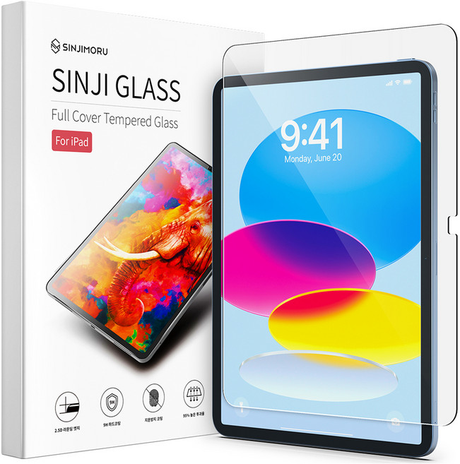 신지모루 풀커버 9H 고경도 강화유리 태블릿PC 액정보호필름, 1개