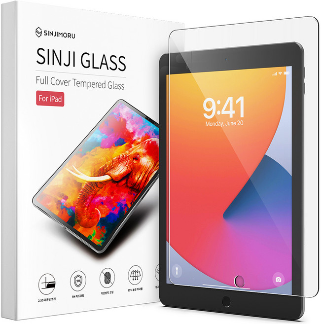 신지모루 태블릿PC 풀커버 9H 고경도 강화유리 액정보호필름, 1개