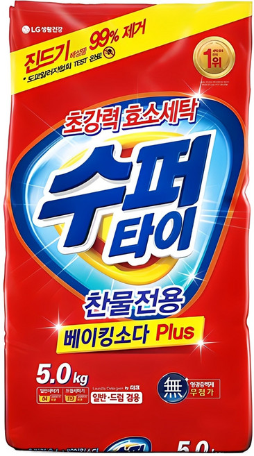 수퍼타이 찬물전용 베이킹소다 PLUS 가루세제, 5kg, 1개