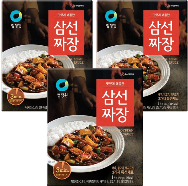 청정원 매콤한 삼선짜장, 180g, 3개