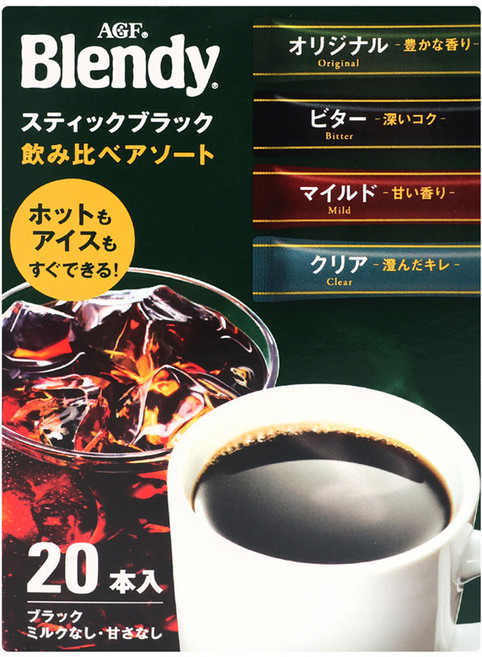 AGF Blendy 即溶黑咖啡包 4種綜合, 2g, 20條, 1盒