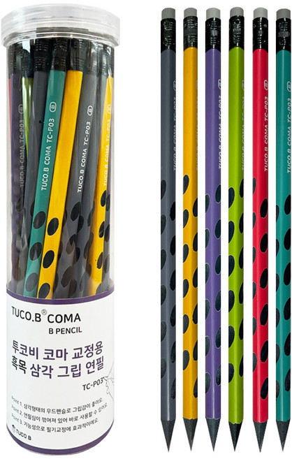 TUCO.B Coma B三角洞洞黑木鉛筆 TC-P03, 隨機出貨, 30入
