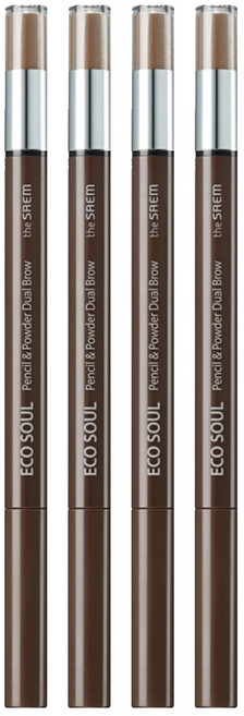 더샘 에코 소울 펜슬 앤 파우더 듀얼 브로우, 진갈색, 4개