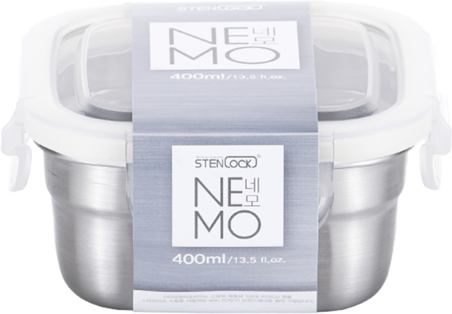 STENLOCK 史丹利 Nemo 不鏽鋼正方形保鮮盒 4號 2入組, 1組, 2個容器 + 2個蓋子