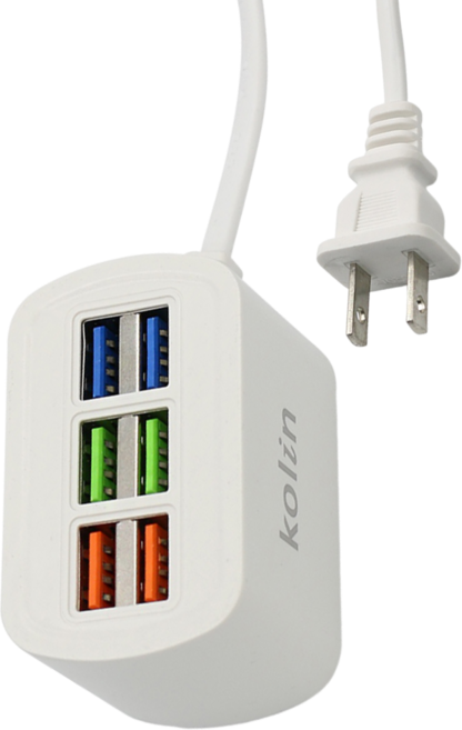 Kolin 歌林 AC轉6USB充電器, 白色, 1個