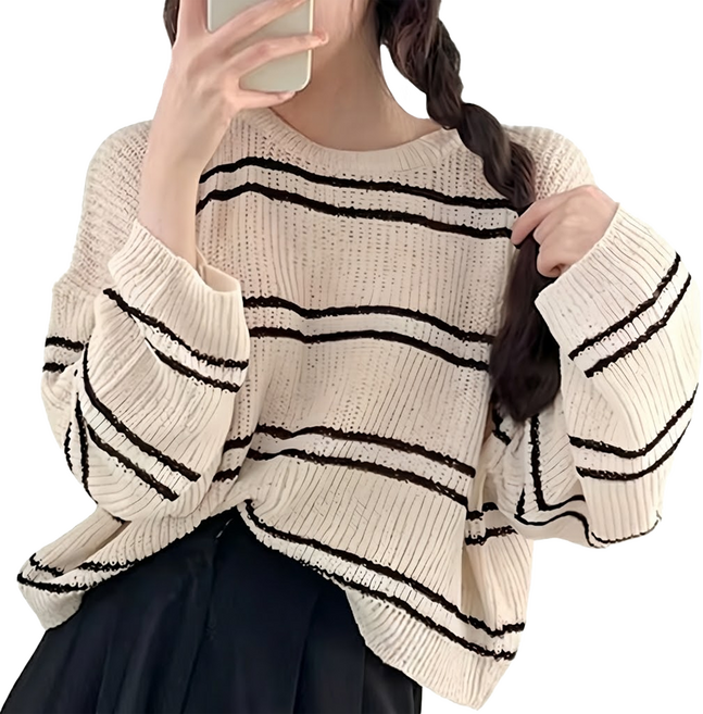 CHIC 寬鬆針織上衣 條紋