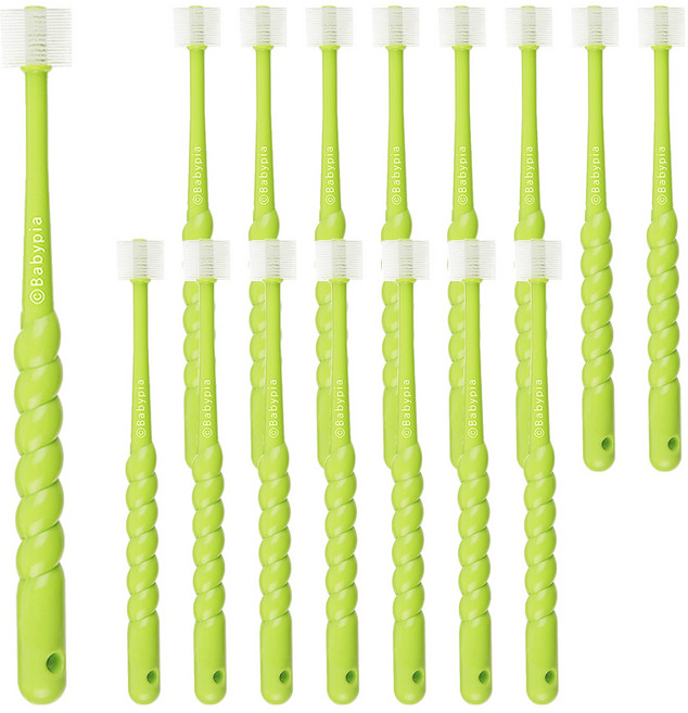 예꼬맘 360도 2단계 유아 칫솔, 그린, 4개입, 4개