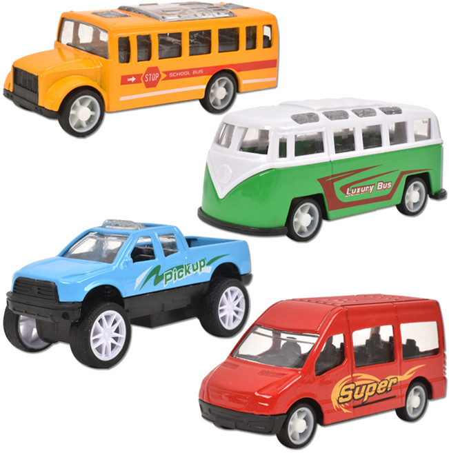 오즈토이 픽업 카 풀백 미니카 4종 세트 6612, 혼합색상, 1세트