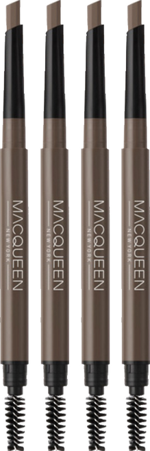 MACQUEEN NEWYORK 六角眉筆 自動旋轉 初學者適用 持久不暈染, 核桃棕, 4支