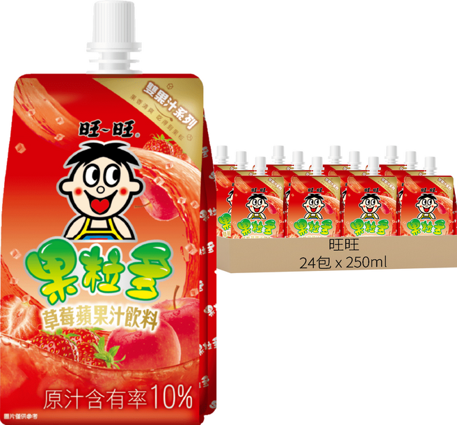 旺旺 果粒多 草莓蘋果, 250ml, 24包