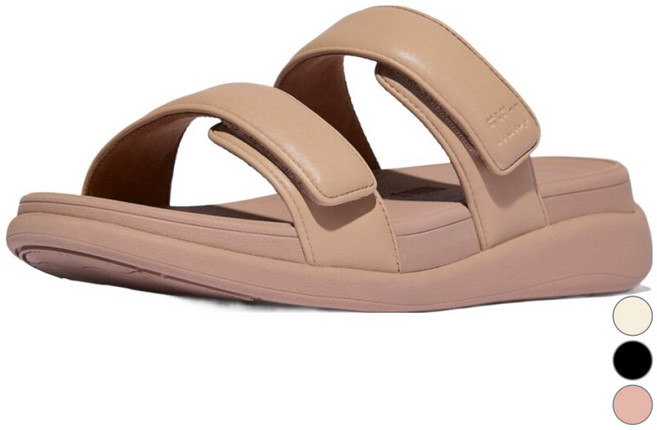 fitflop 女款 F-Mode Go 可調式厚底 Twoba 拖鞋, 經典米色, 235