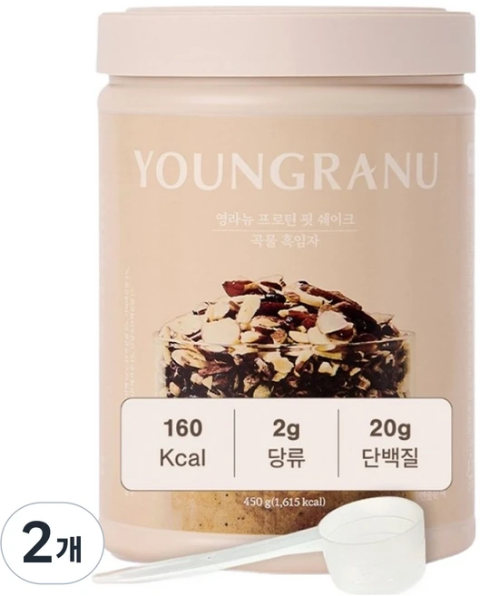 영라뉴 대용량 프로틴 핏 쉐이크 곡물흑임자맛, 450g, 2개 - 쿠팡